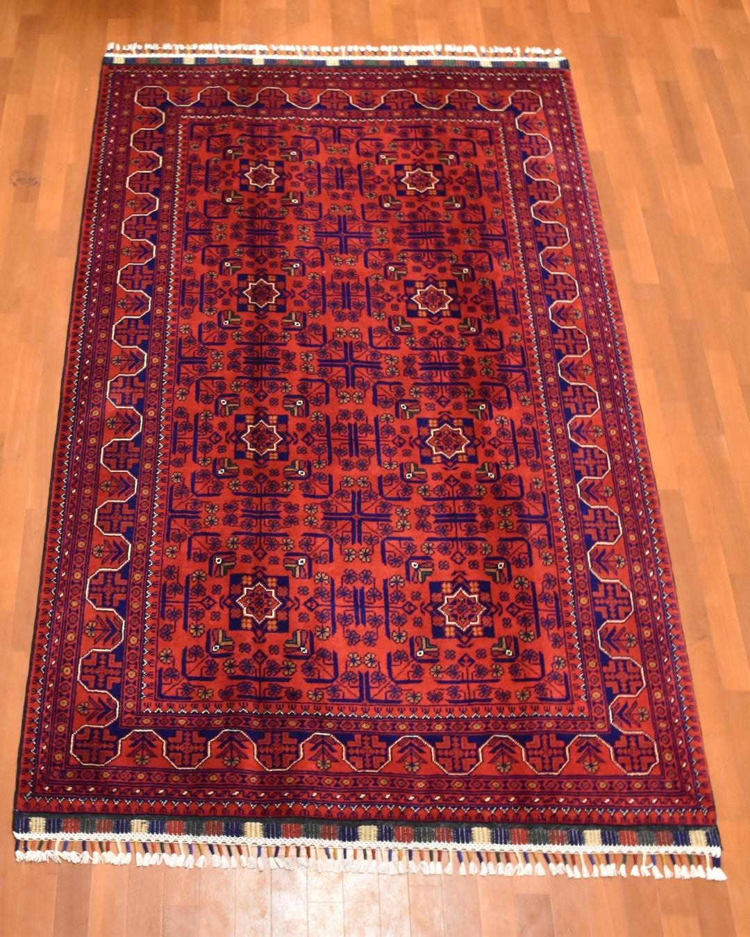 Afghan Hamyap Style Hand-Knotted Wool Rug 4' 1" x 6' 5"