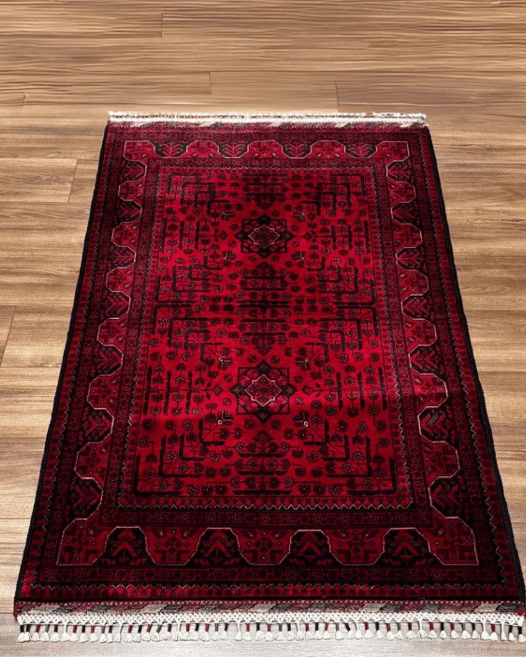 Handwoven Afghan Style Wool Rug 3' 2" x 4' 9"