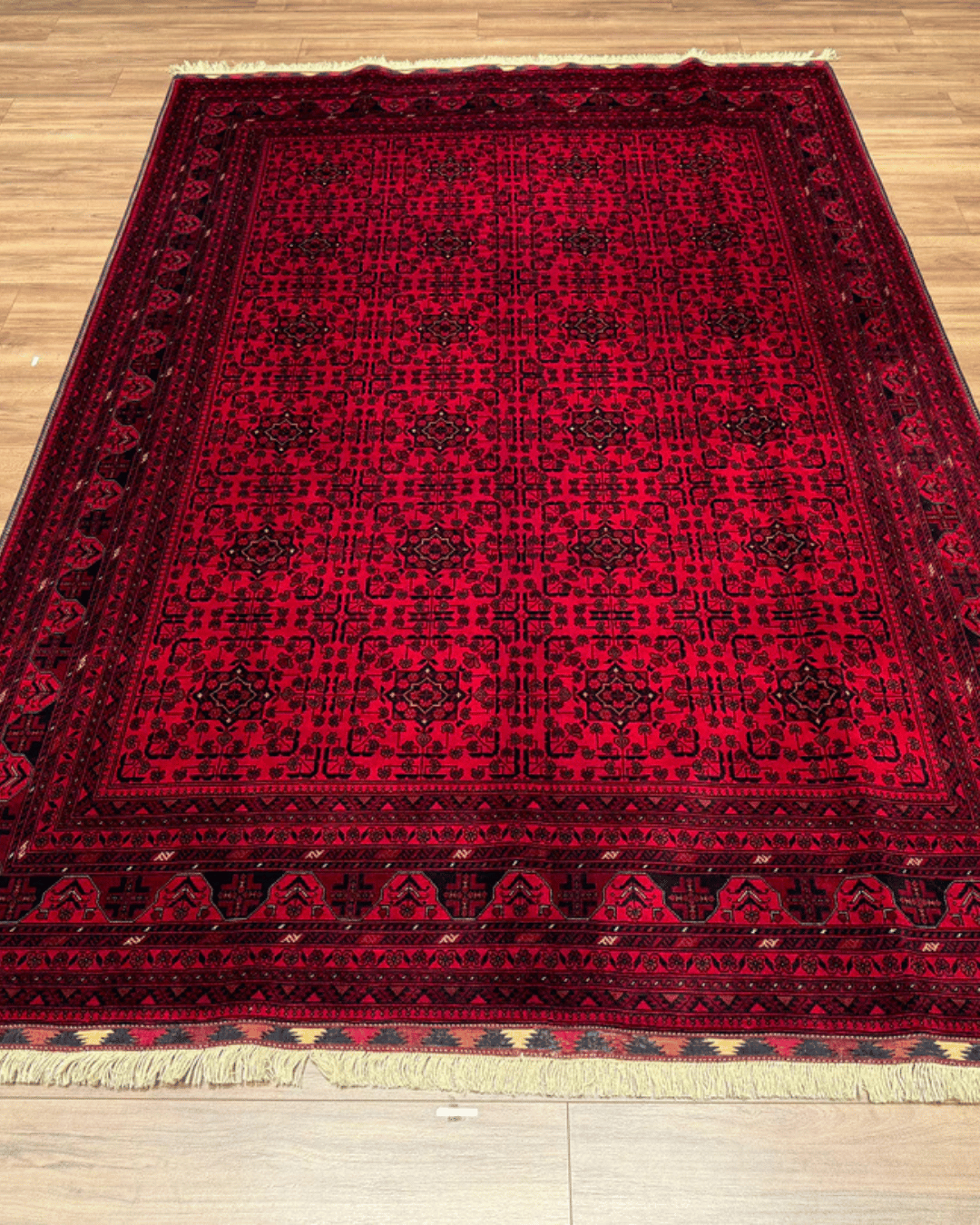 Handwoven Afghan Style Wool Rug 6' 5" x 9' 6"