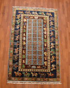 Pazyryk Hand-Knotted Wool Rug 4' x 6' 2"