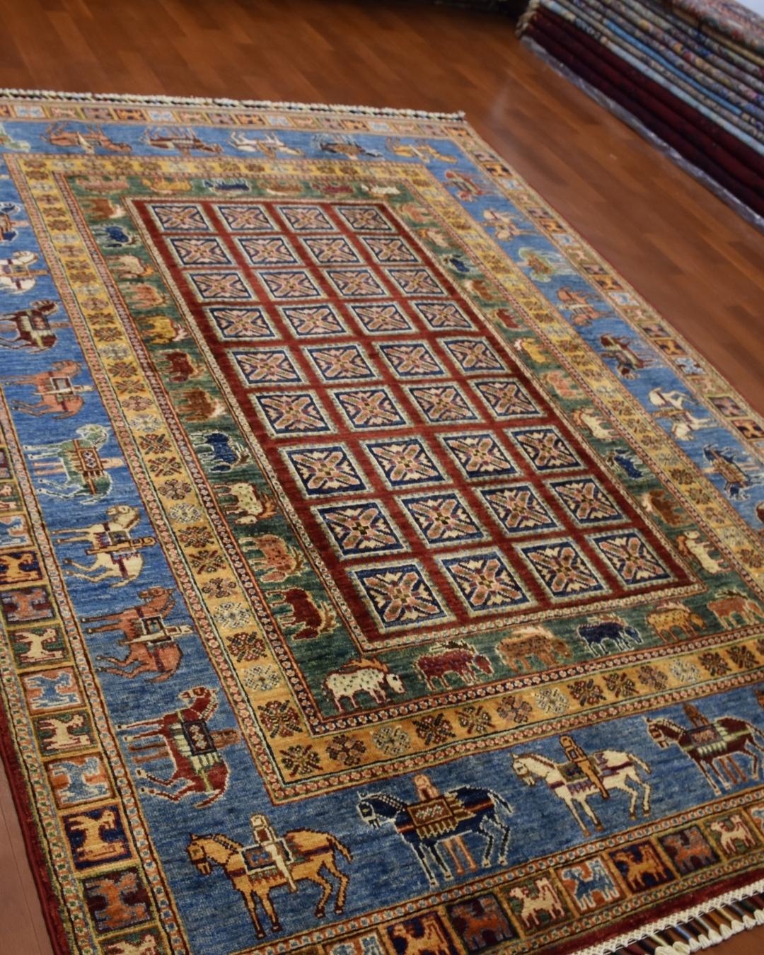 Pazyryk Hand-Knotted Wool Rug 4' 9" x 6' 7"