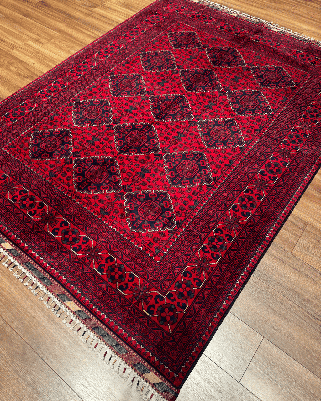Tapis en laine style afghan 55 x 146 cm