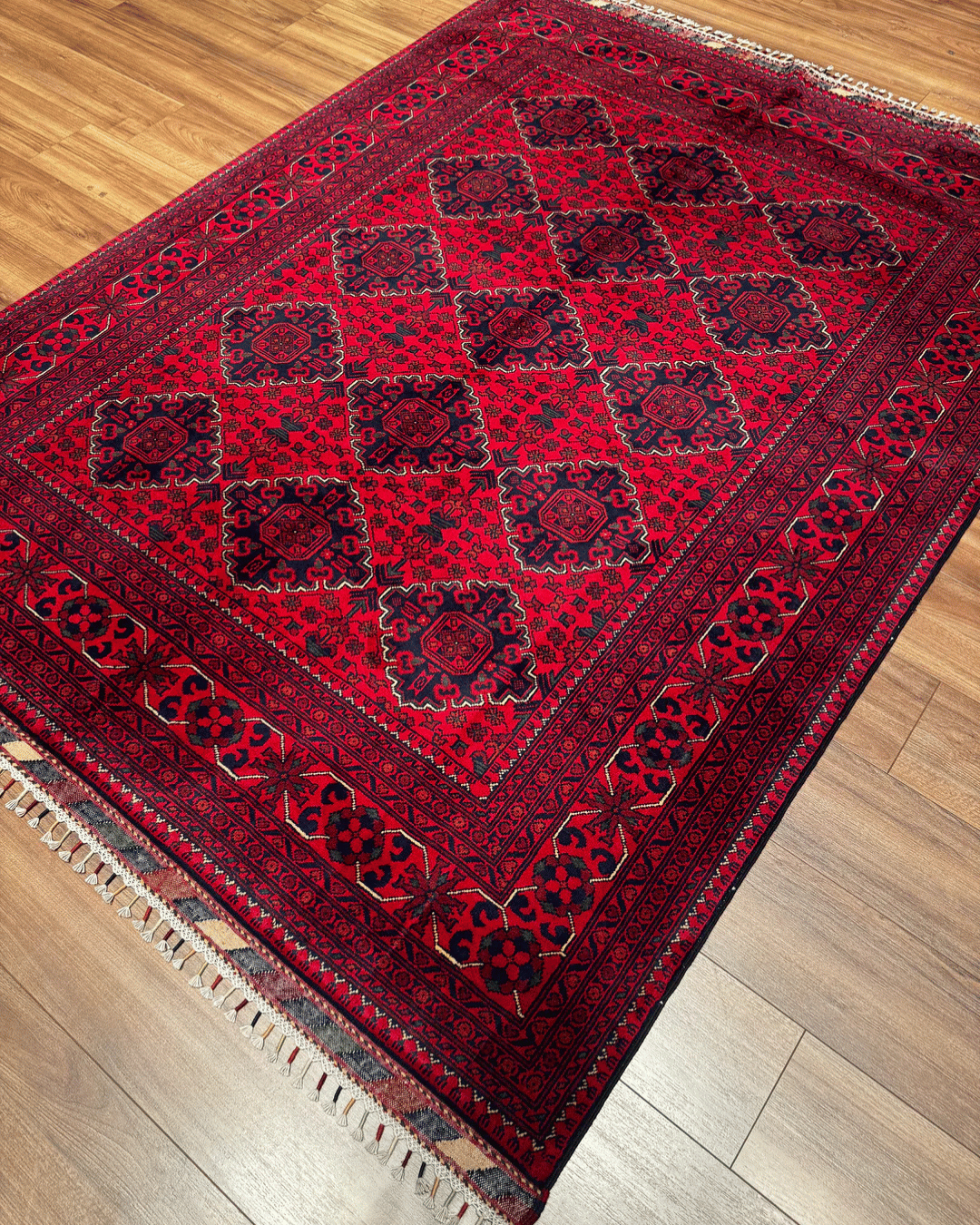 Tapis en laine style afghan 55 x 146 cm
