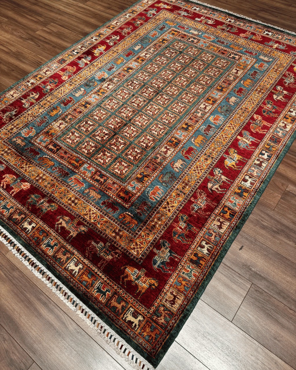 Pazyrk Hand-Knotted Wool Rug 5' 9" x 8'