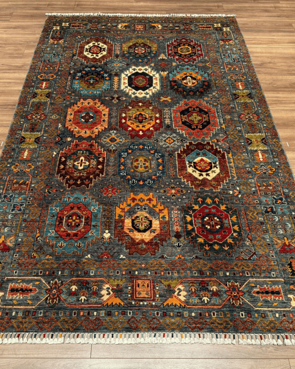 Veziri Hand-Knotted Wool Rug 5' 6" x 8' 8"