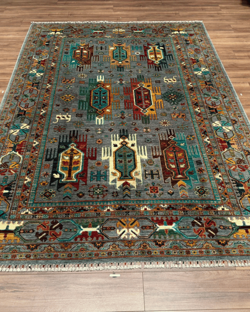 Veziri Hand-Knotted Wool Rug 6' 7" x 9' 4"