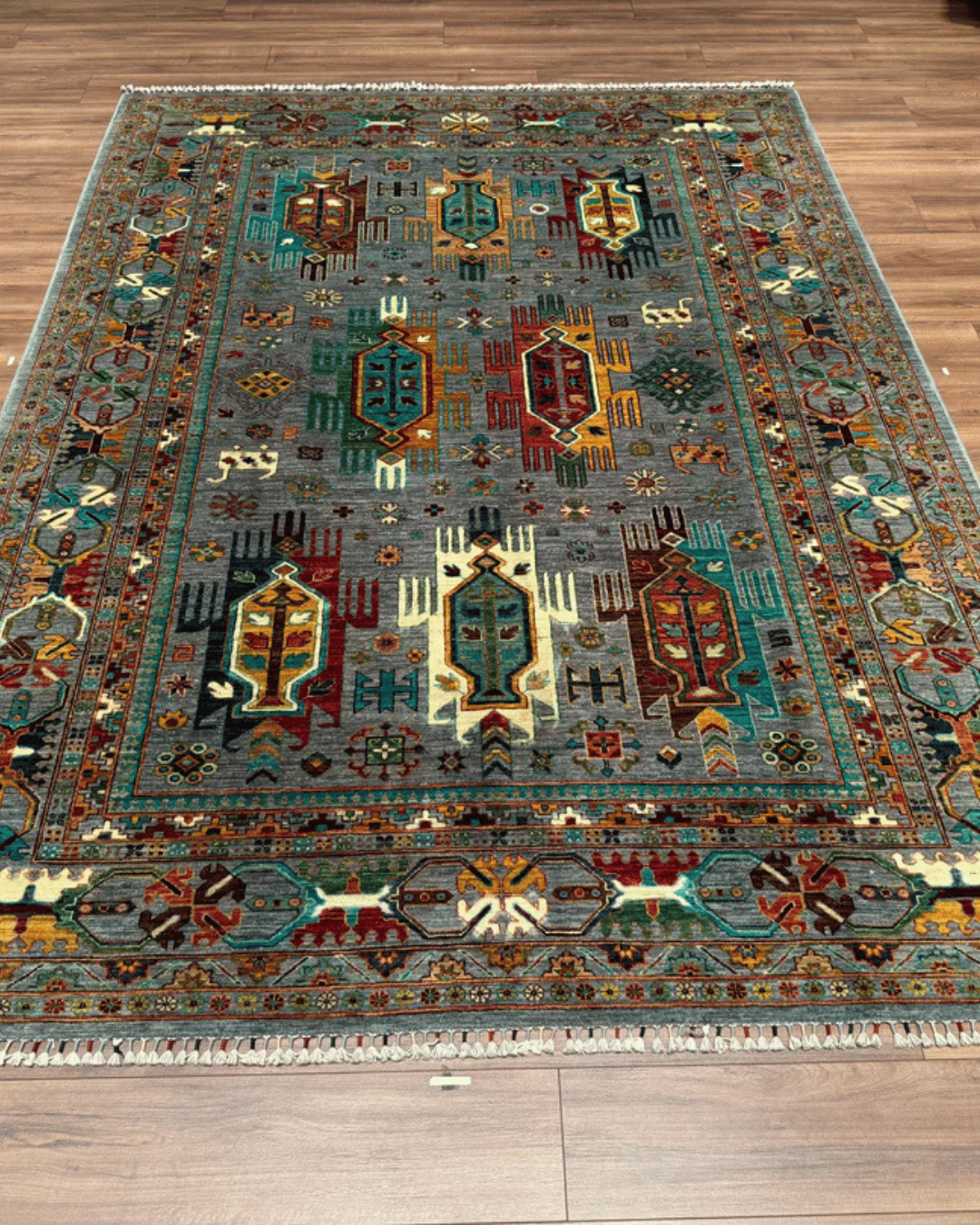 Veziri Hand-Knotted Wool Rug 6' 7" x 9' 4"