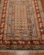 Pazyryk Hand-Knotted Wool Rug 5' 6" x 7' 9"