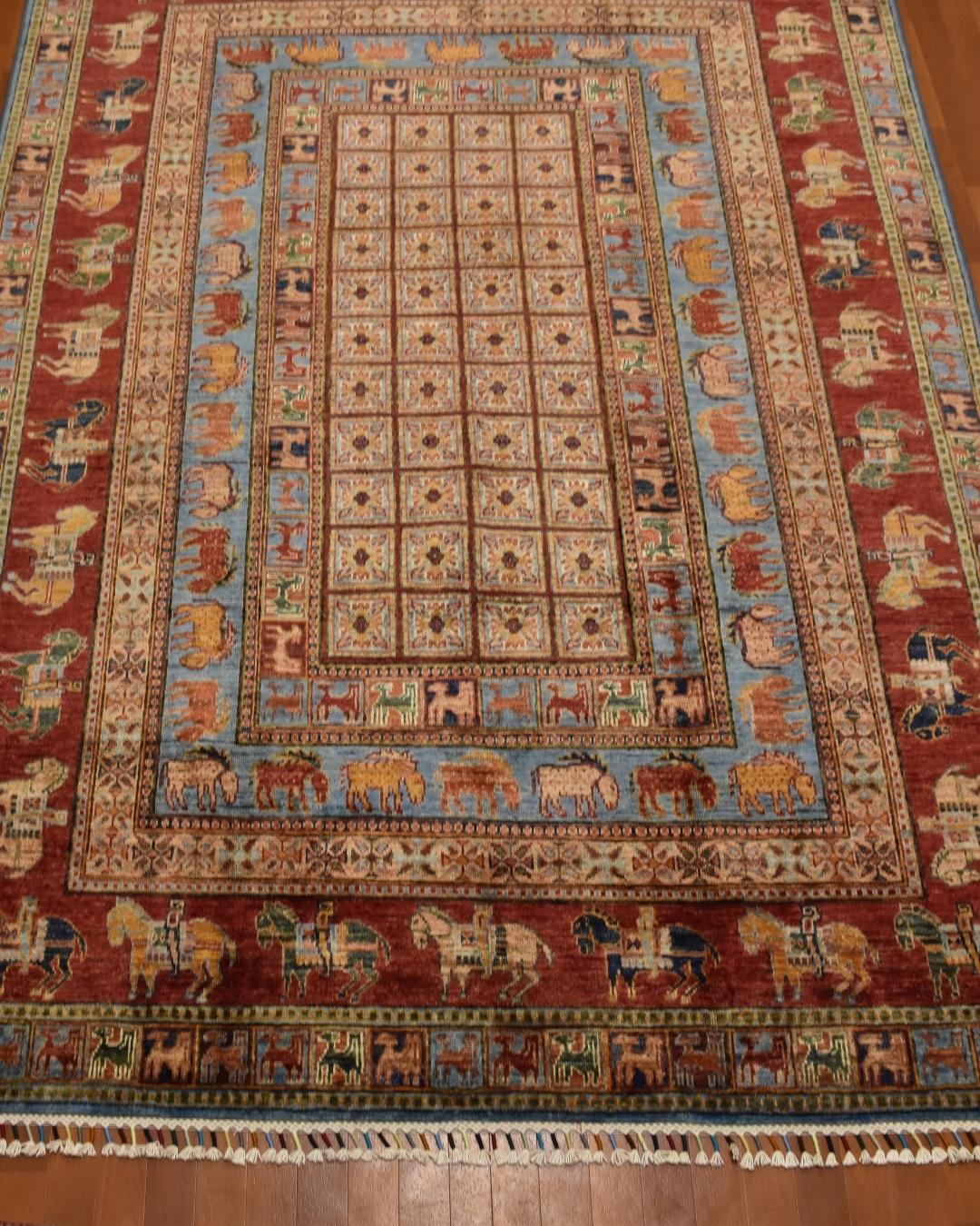 Pazyryk Hand-Knotted Wool Rug 5' 6" x 7' 9"