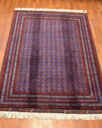 Afghan Bilcik Style Hand-Knotted Wool Rug 4' 7" x 6' 4"