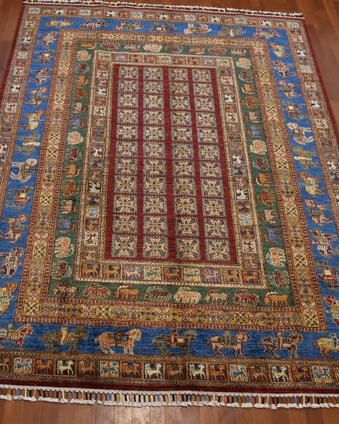 Pazyryk Hand-Knotted Wool Rug 5' 7" x 8' 3"