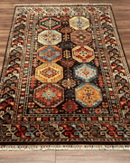Tapis en laine style afghan 55 x 146 cm