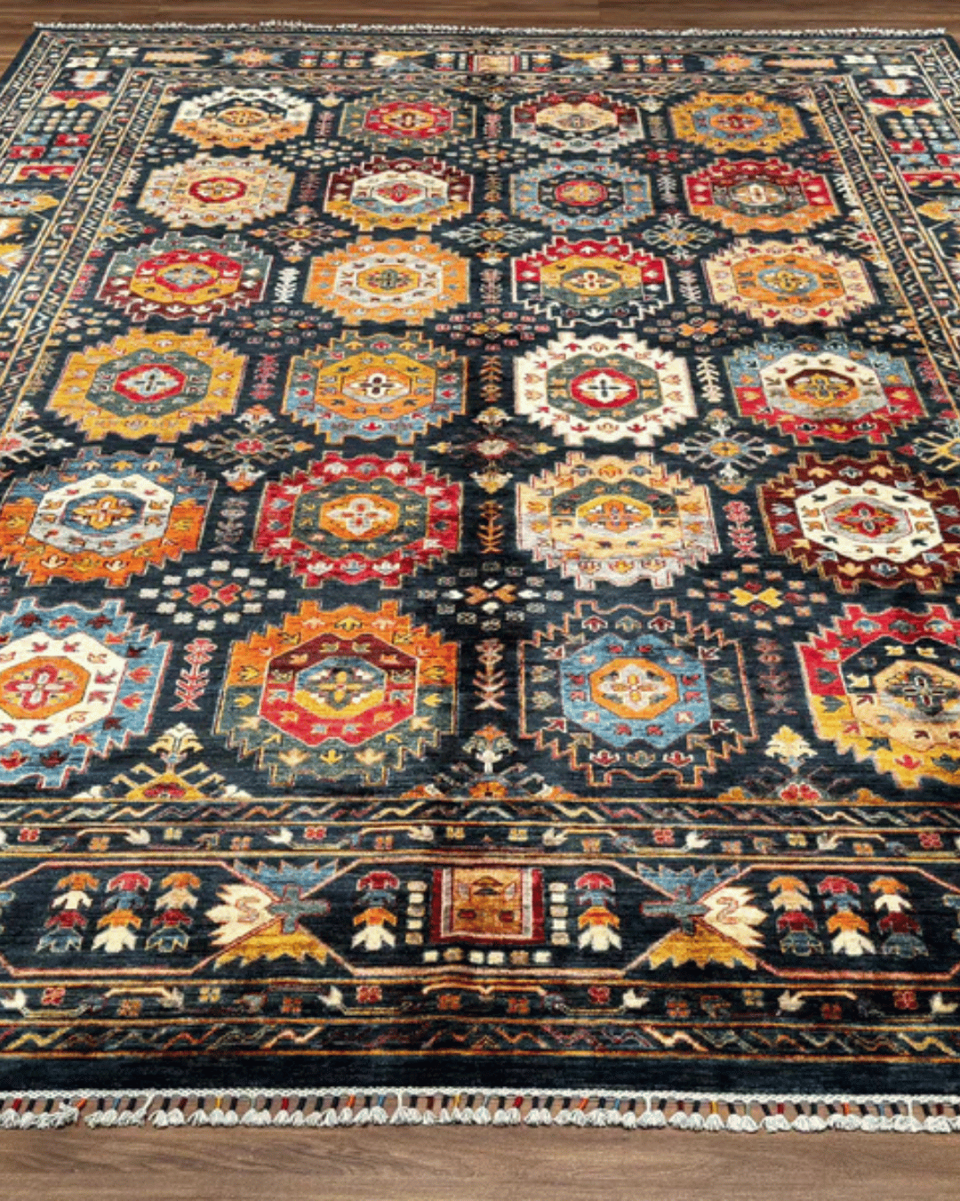 Veziri Hand-Knotted Wool Rug 9' 1" x 12'