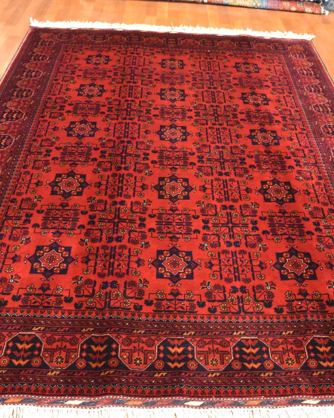 Afghan Bilcik Style Hand-Knotted Wool Rug 4' 9" x 6' 6"