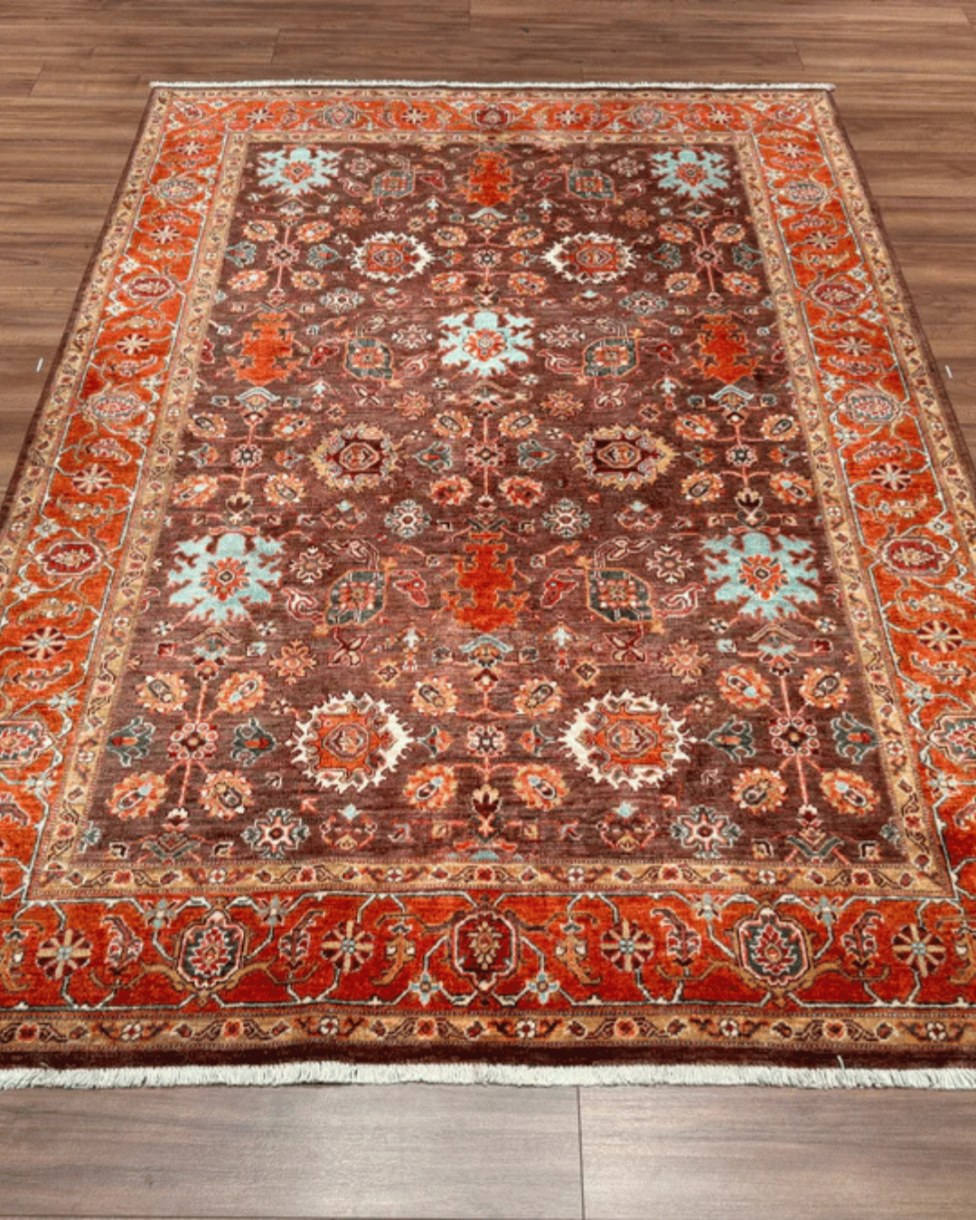 Ushak Hand-Knotted Wool Rug 6' x 8'