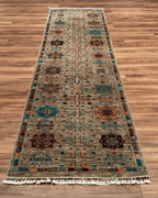 Tapis en laine style afghan 55 x 146 cm