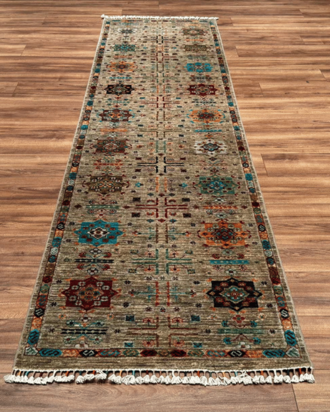Tapis en laine style afghan 55 x 146 cm