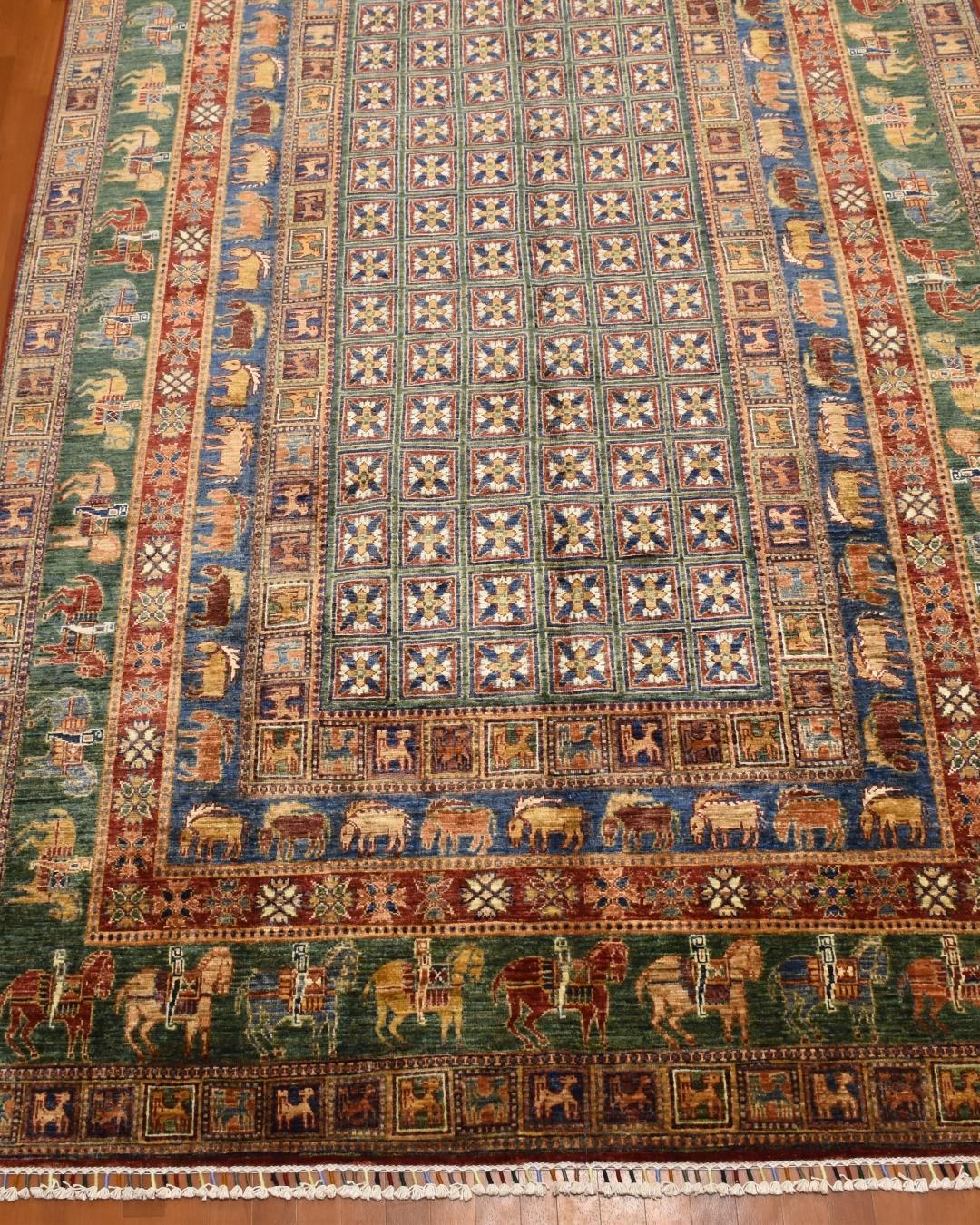 Pazyrk Hand-Knotted Wool Rug 6' 5" x 10' 5"