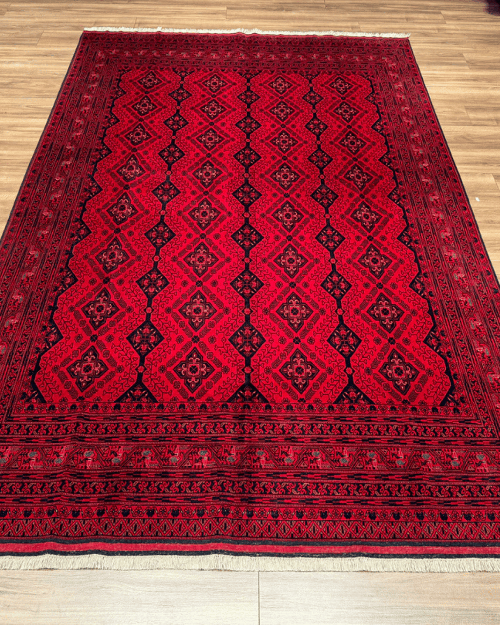 Handwoven Afghan Style Wool Rug 6' 4" x 9' 7"