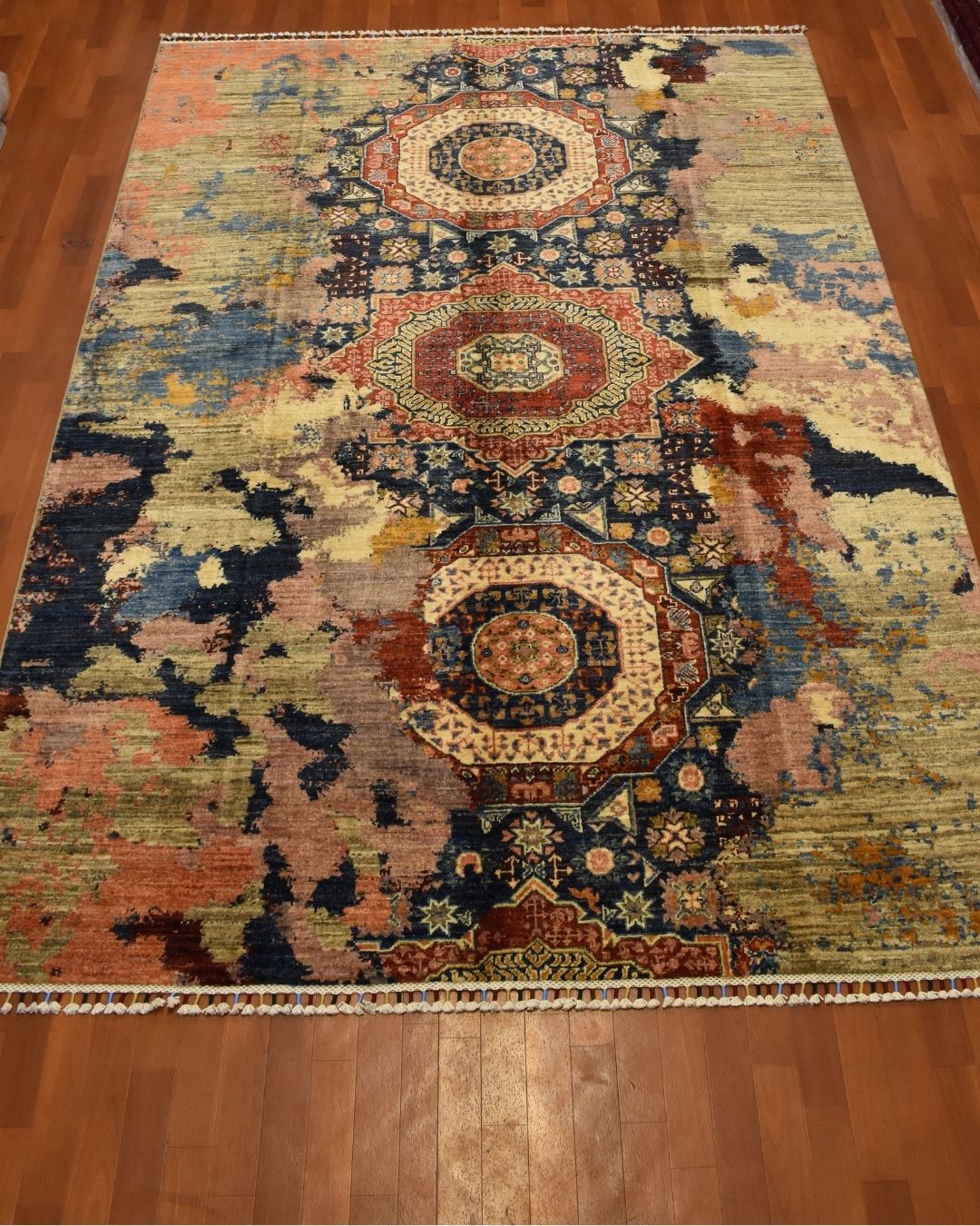 Tapis en laine style afghan 55 x 146 cm