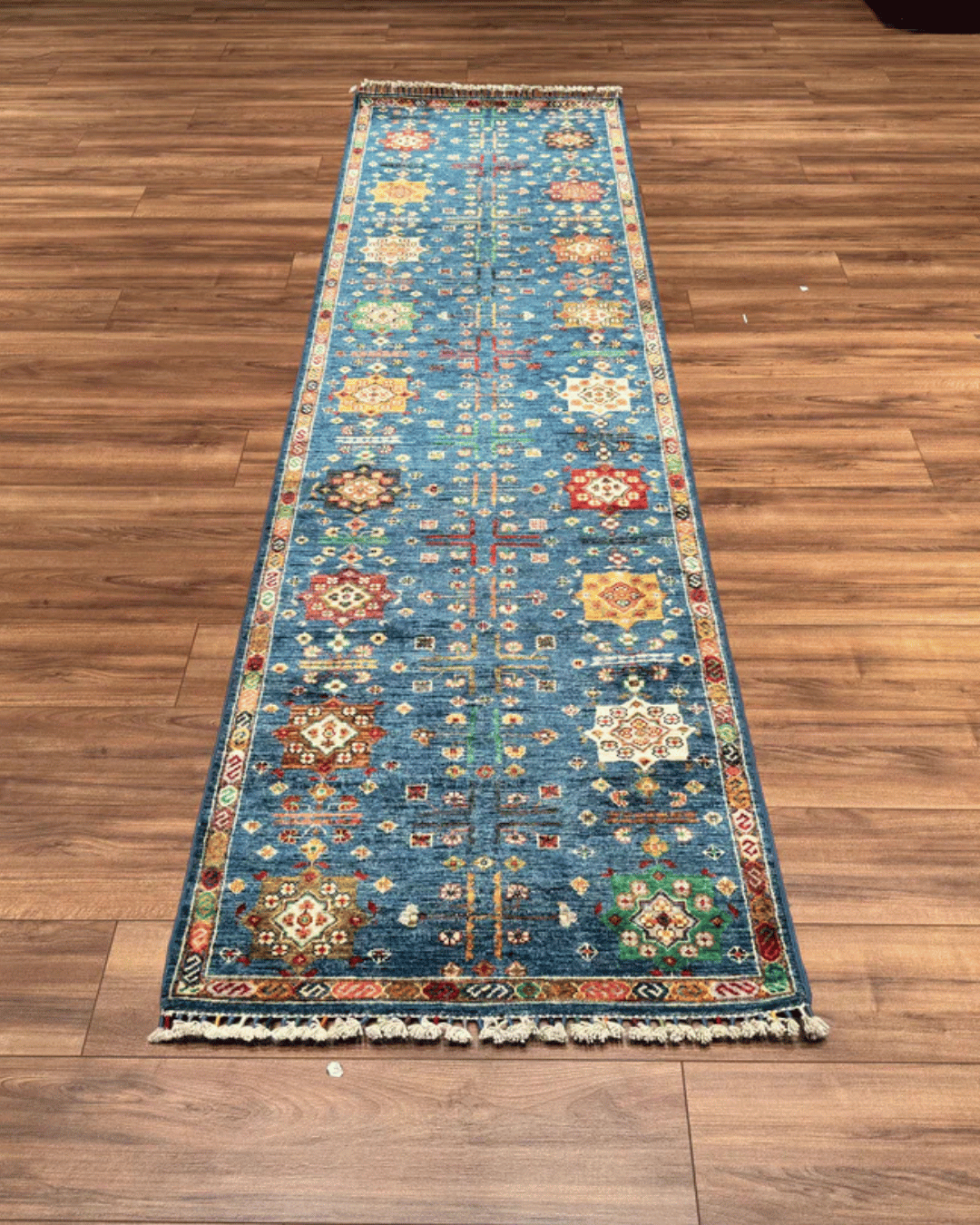 Tapis en laine style afghan 55 x 146 cm