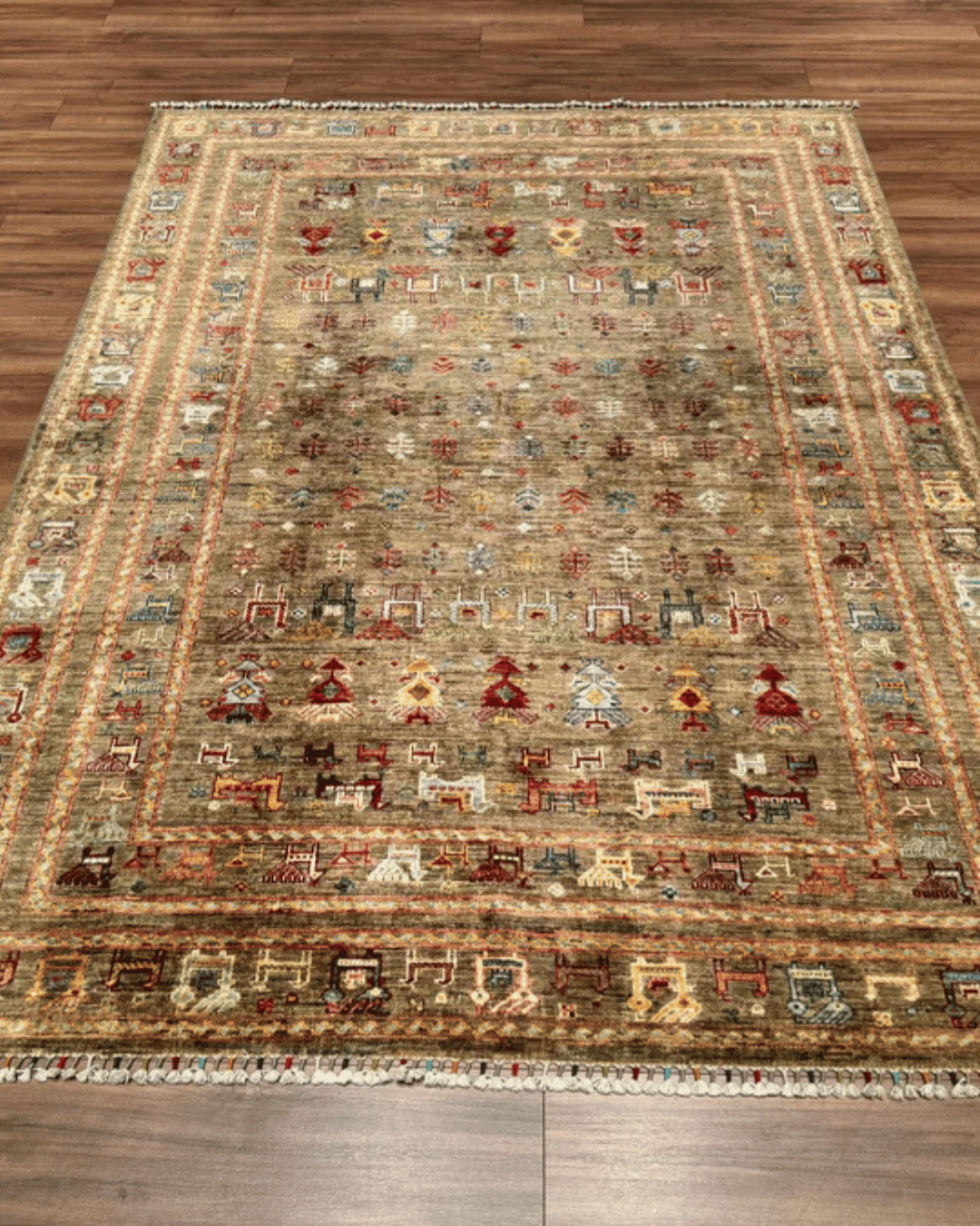 Pazyrk Hand-Knotted Wool Rug 5' 9" x 7' 8"