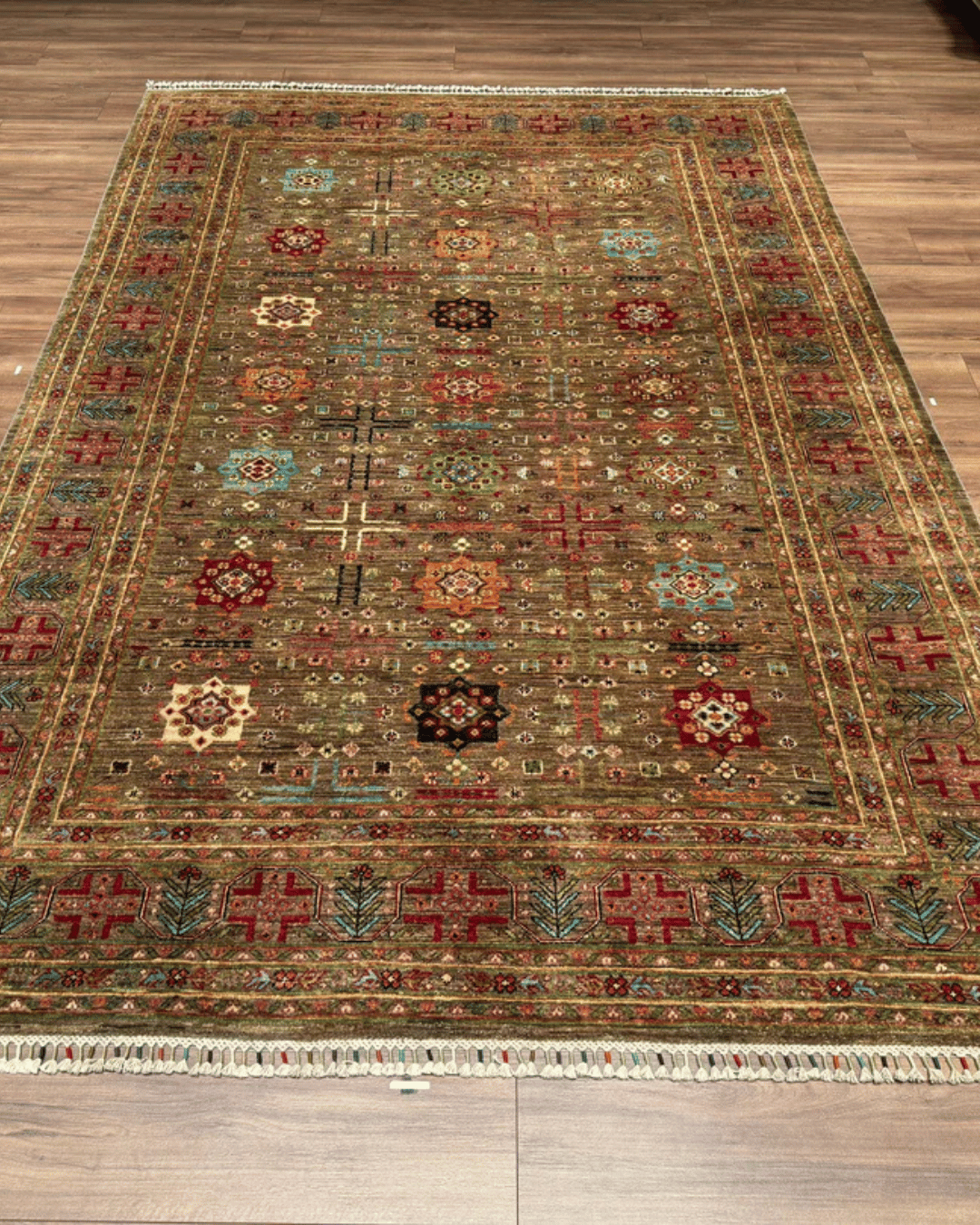 Veziri Hand-Knotted Wool Rug 6' 7" x 9' 9"