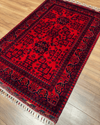 Handwoven Afghan Style Wool Rug 3' 2" x 4' 9"