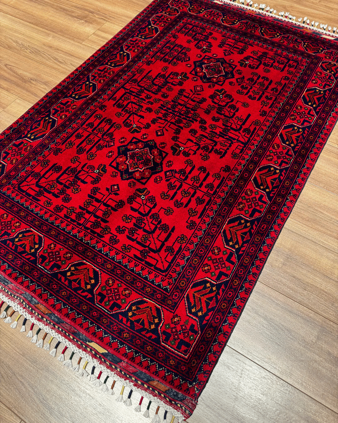Handwoven Afghan Style Wool Rug 3' 2" x 4' 9"