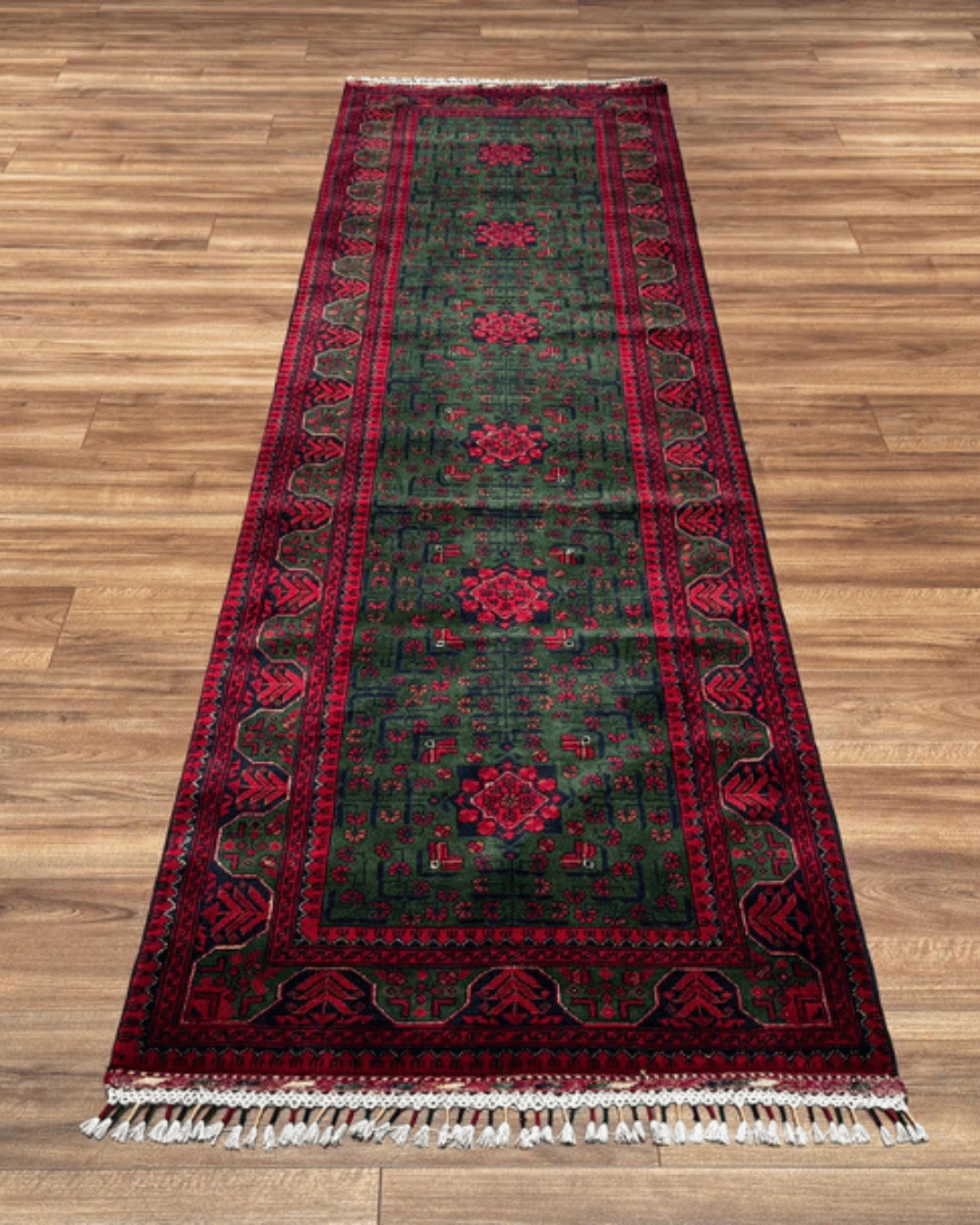 Handwoven Afghan Style Wool Runner 2.69x9.71 ft