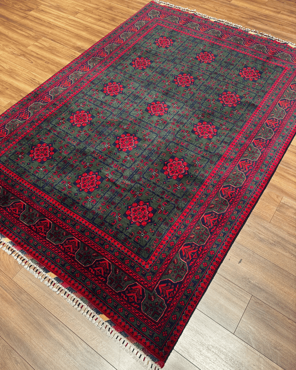 Tapis en laine style afghan 55 x 146 cm