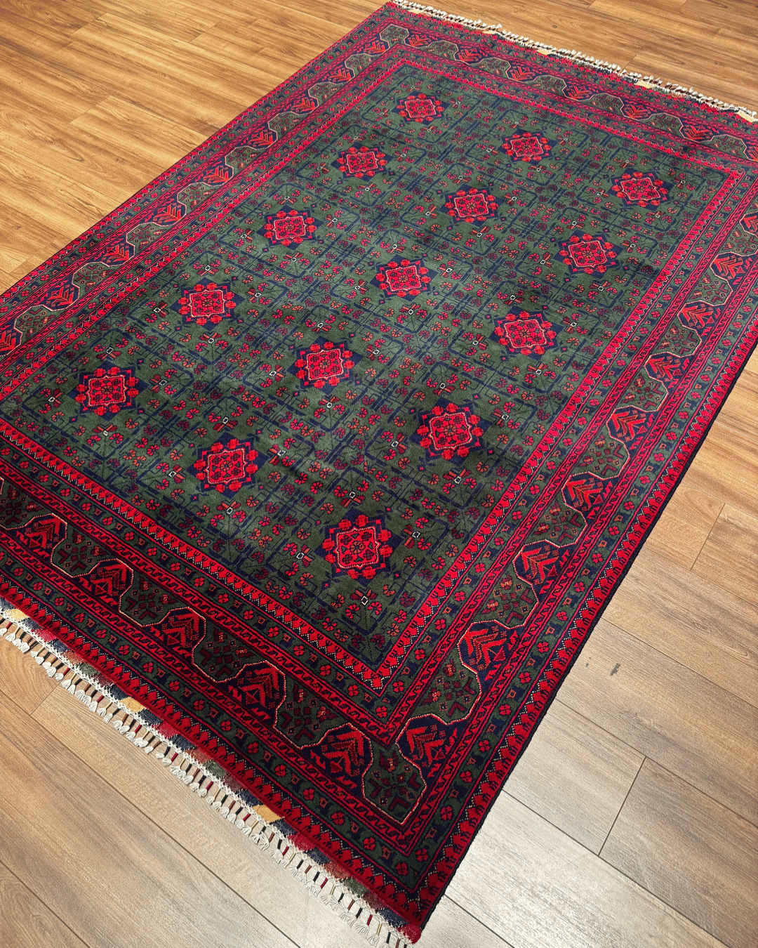 Tapis en laine style afghan 55 x 146 cm