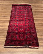 Handwoven Afghan Style Wool Runner 2.67x6.50 ft