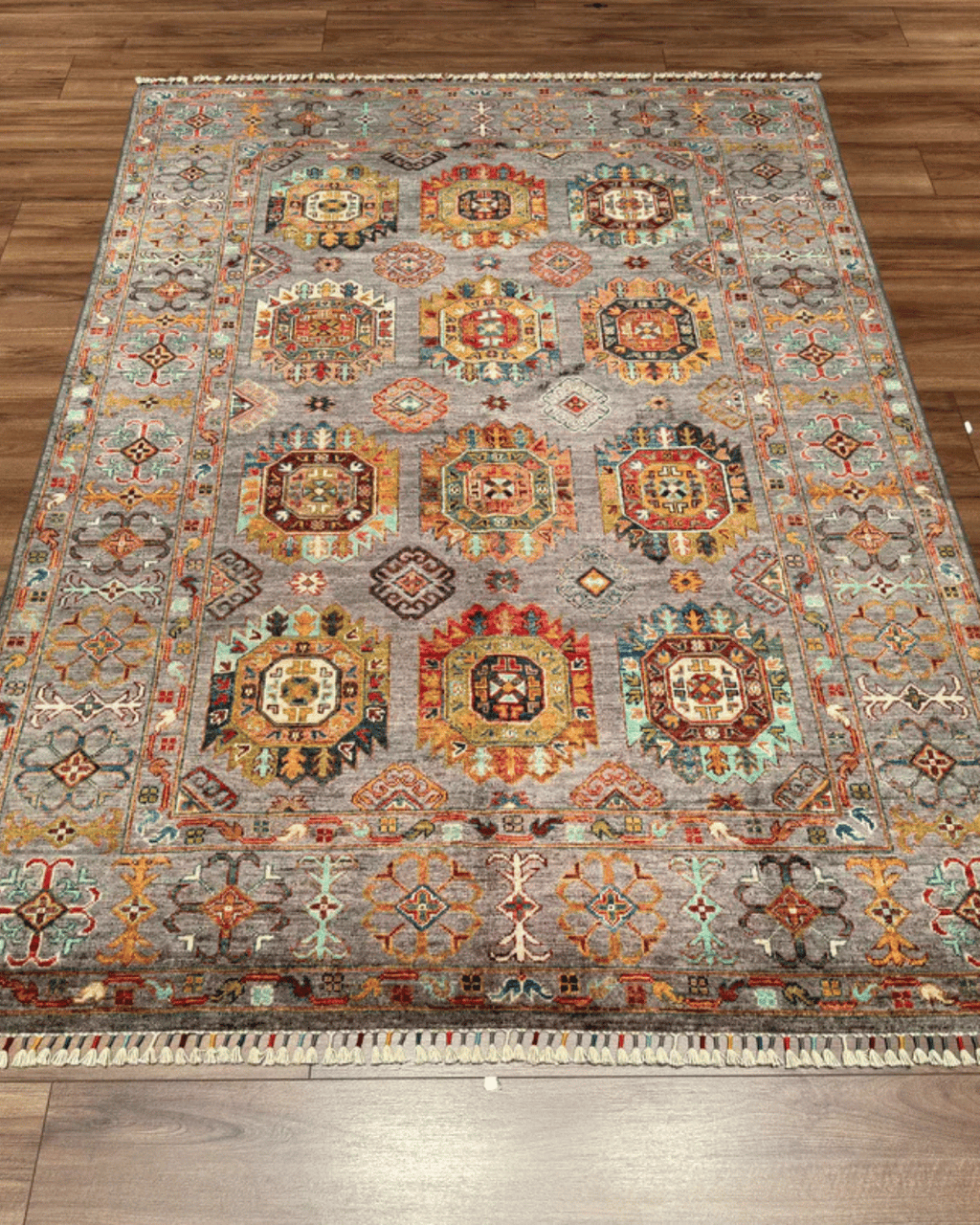 Tapis en laine style afghan 55 x 146 cm