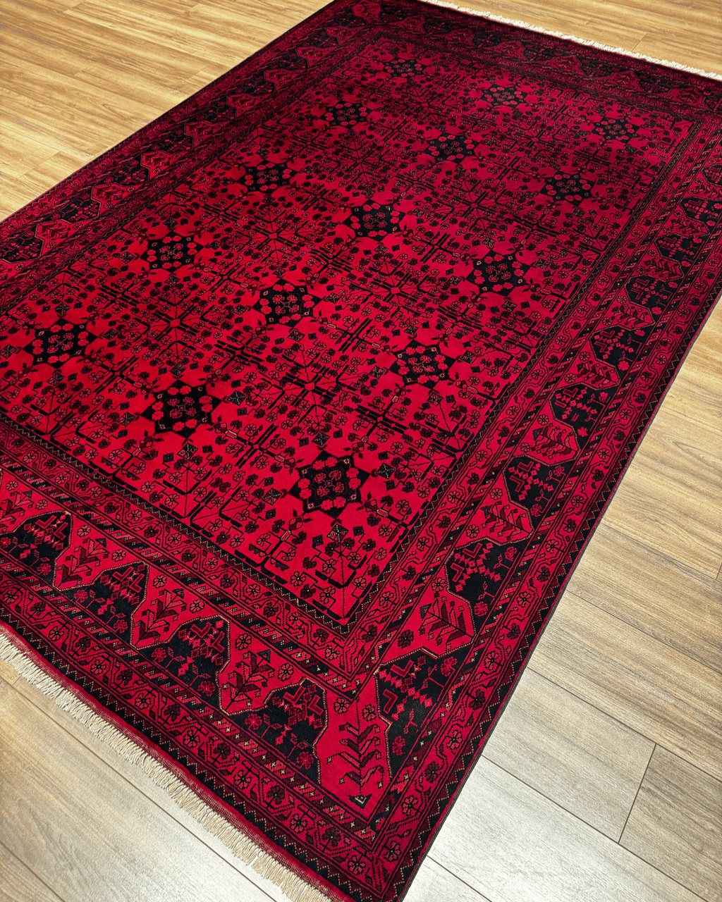 Handwoven Afghan Style Wool Rug 6' 6" x 9' 6"
