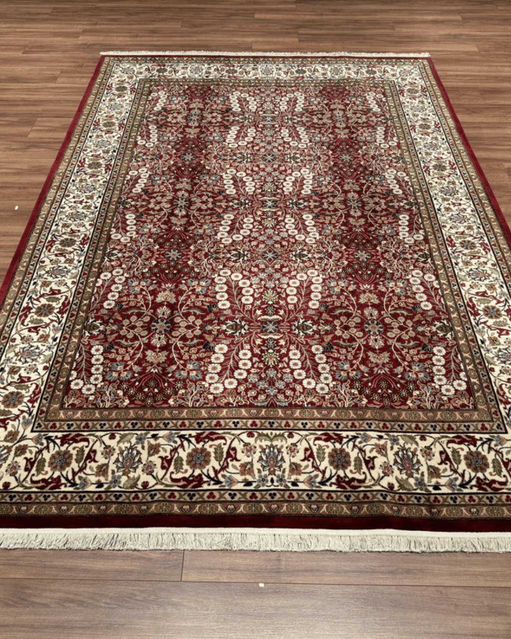 Hereke Hand-Knotted Wool Rug 6' 5" x 9' 5"