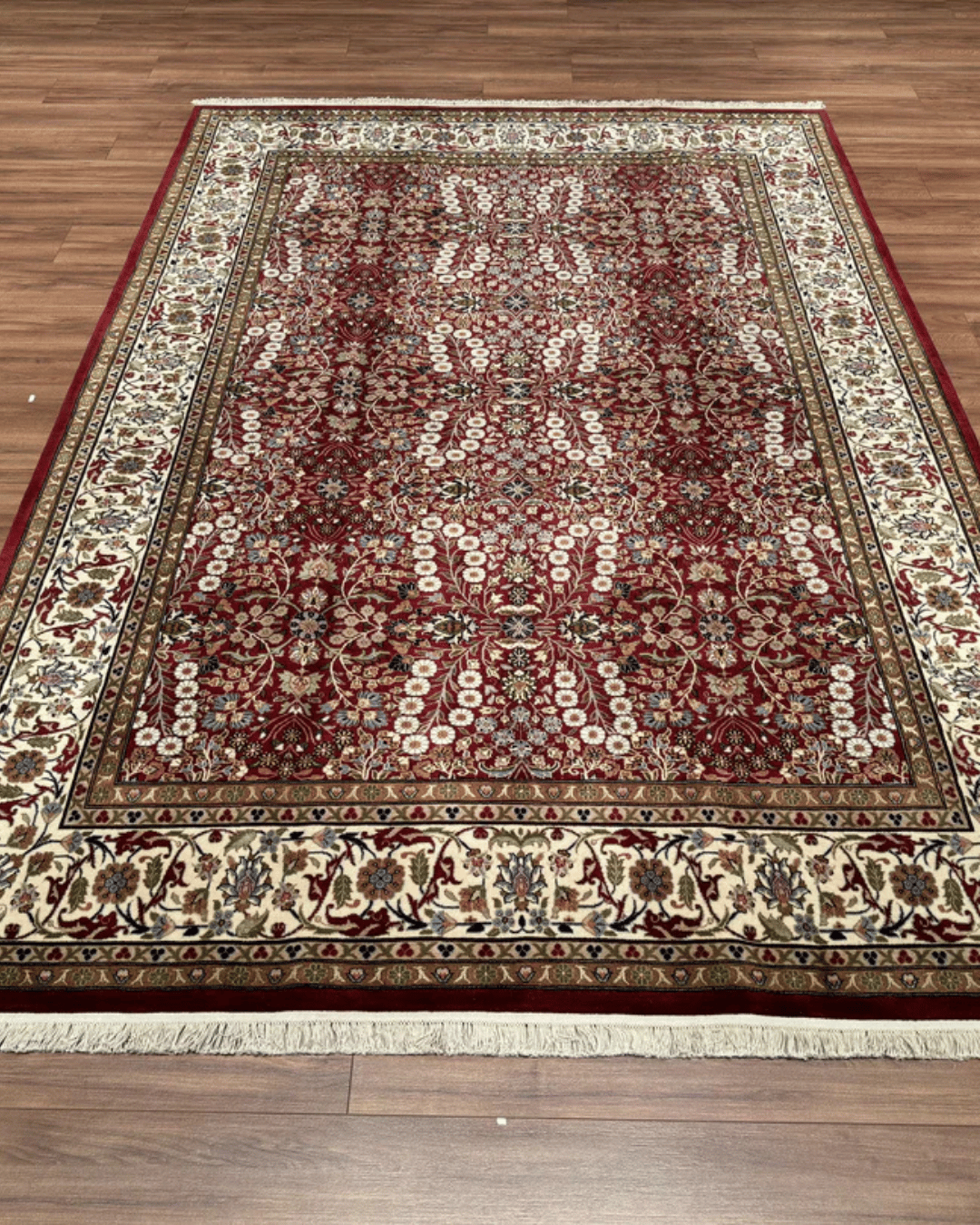 Hereke Hand-Knotted Wool Rug 6' 5" x 9' 5"