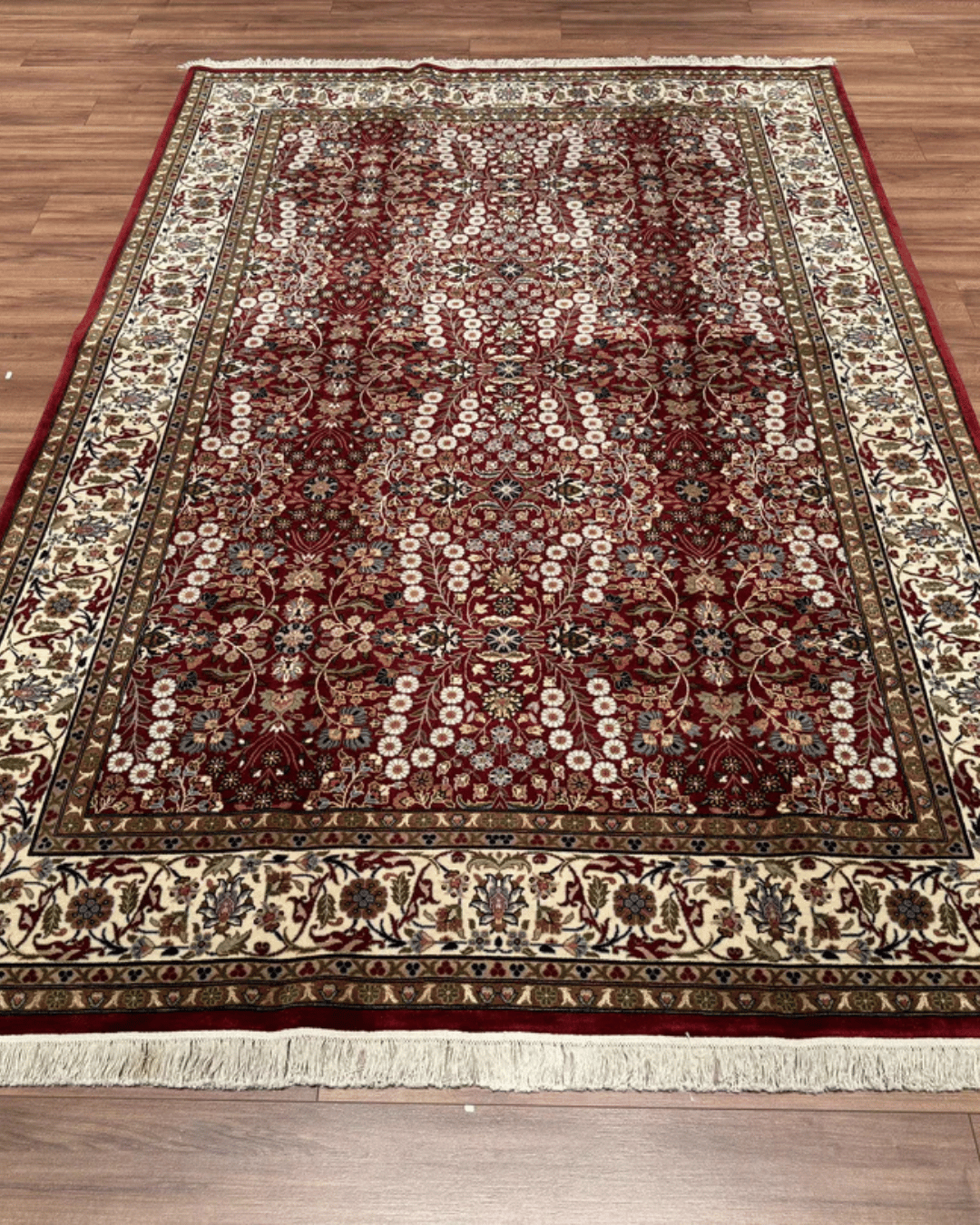 Hereke Hand-Knotted Wool Rug 6' 4" x 9' 7"