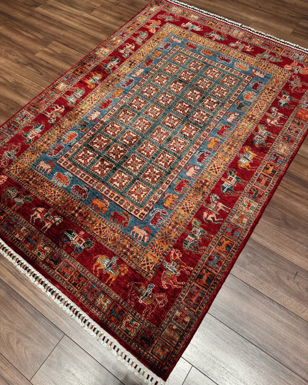 Pazyrk Hand-Knotted Wool Rug 4' 9" x 6' 8"