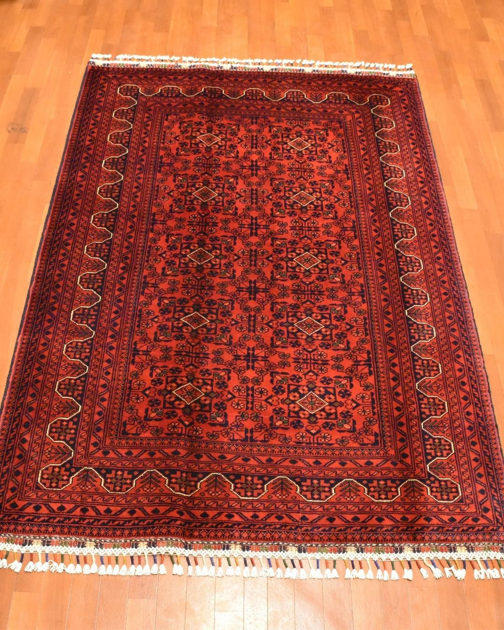 Afghan Hamyap Style Hand-Knotted Wool Rug 4' x 5' 8"