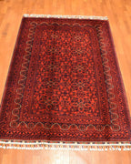 Afghan Hamyap Style Hand-Knotted Wool Rug 4' x 5' 8"