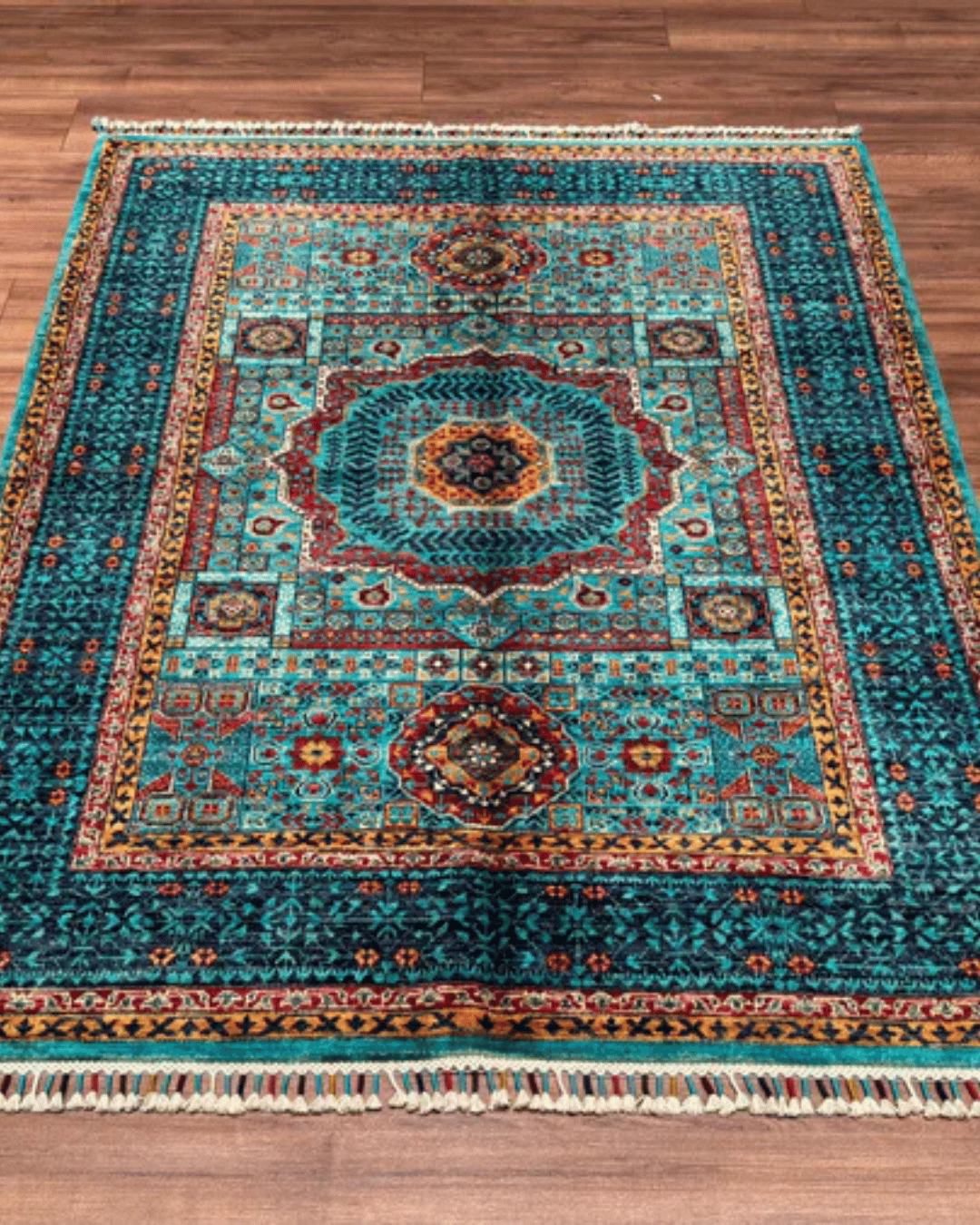 Mamluk Hand-Knotted Wool Rug 4' 3" x 5' 8"