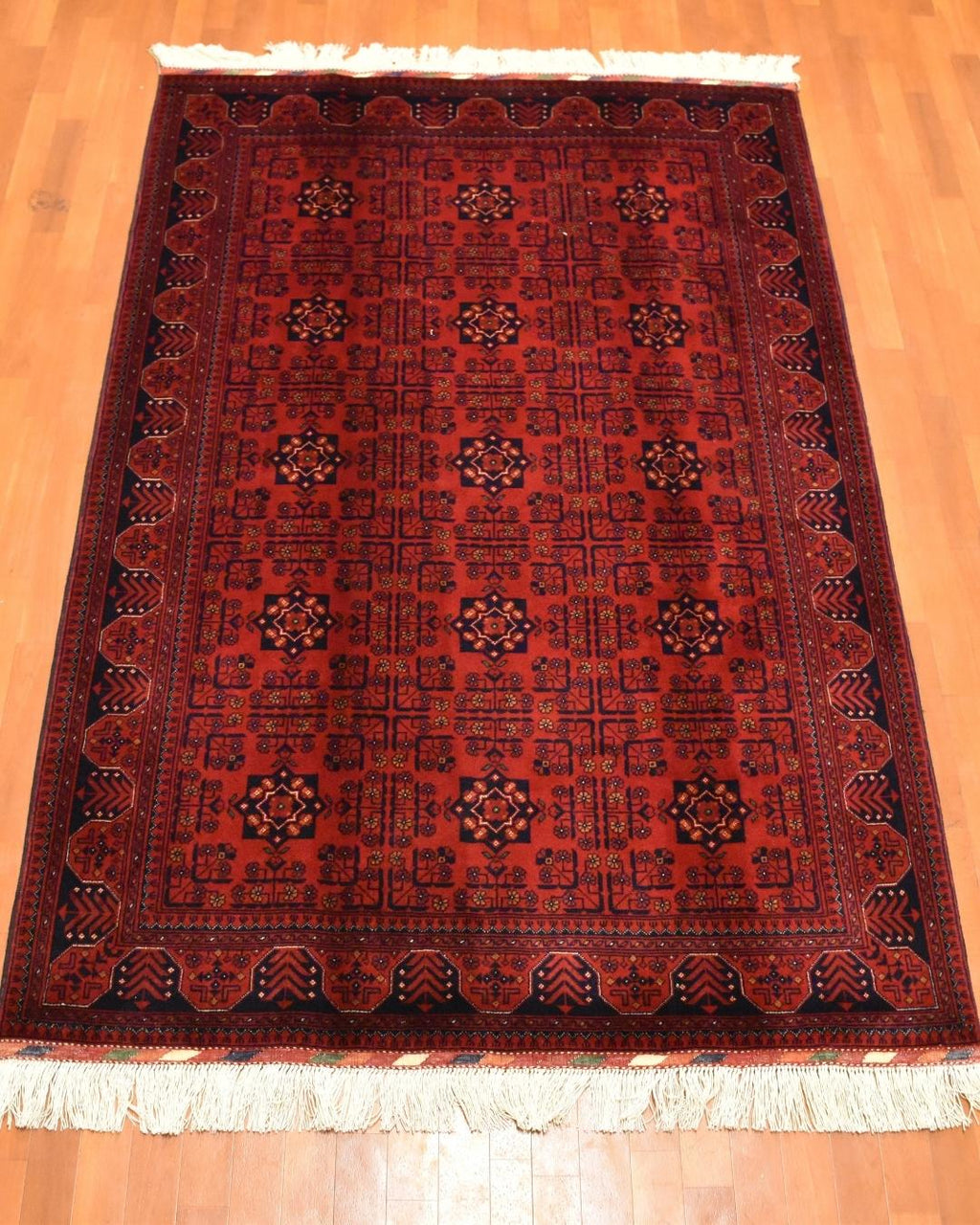 Afghan Bilcik Style Hand-Knotted Wool Rug 4' 1" x 6' 2"