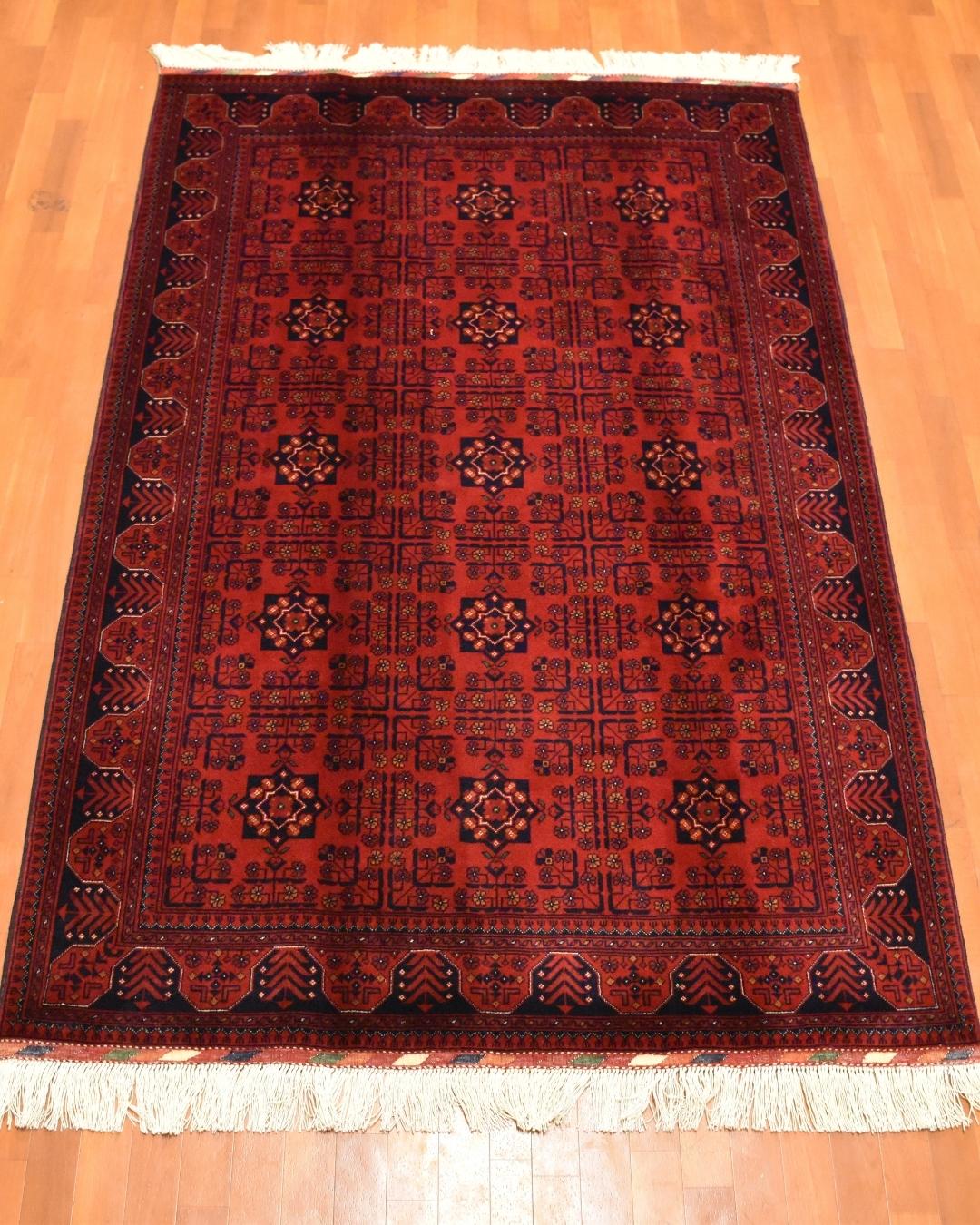 Afghan Bilcik Style Hand-Knotted Wool Rug 4' 1" x 6' 2"