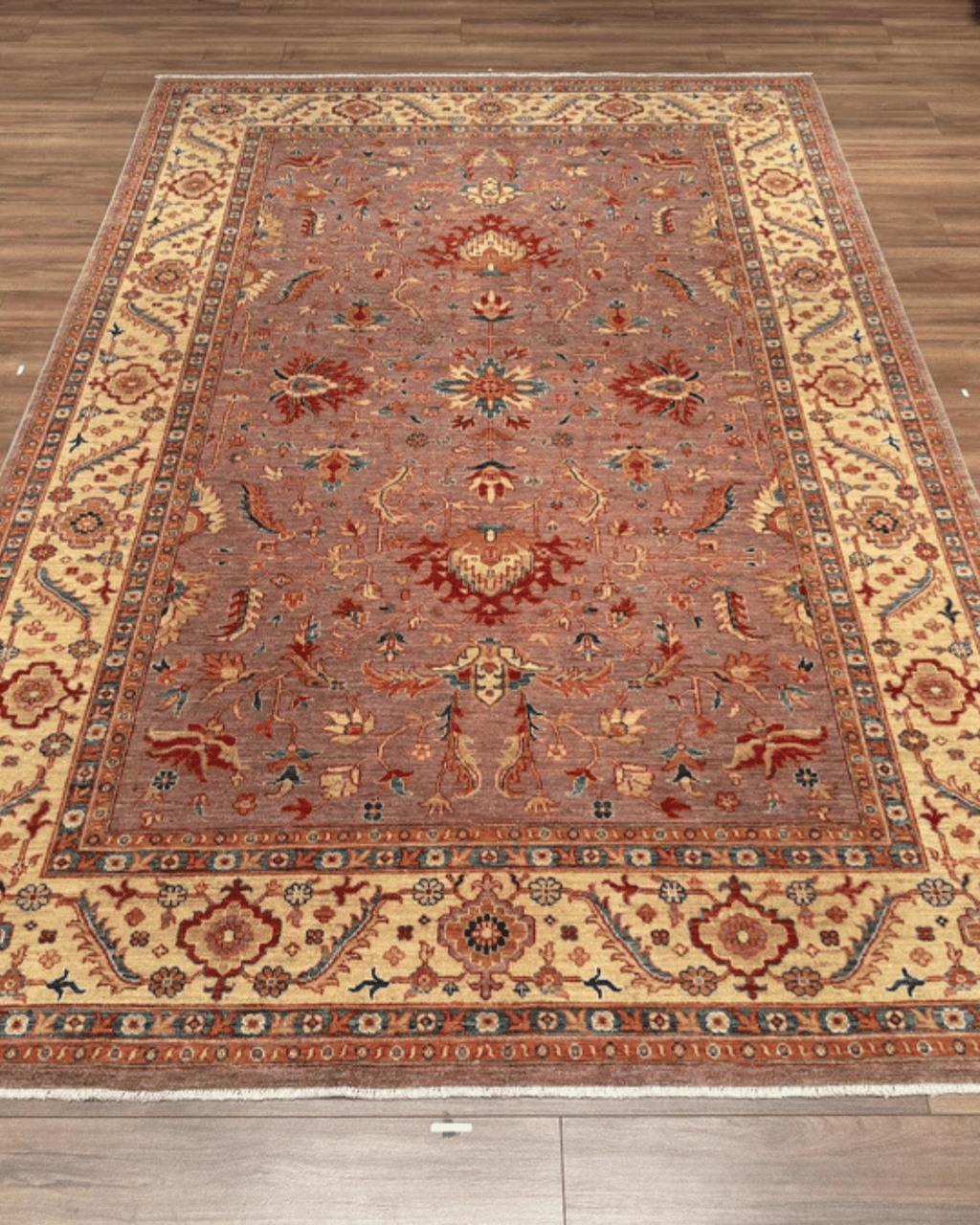 Ushak Hand-Knotted Wool Rug 7' x 10'