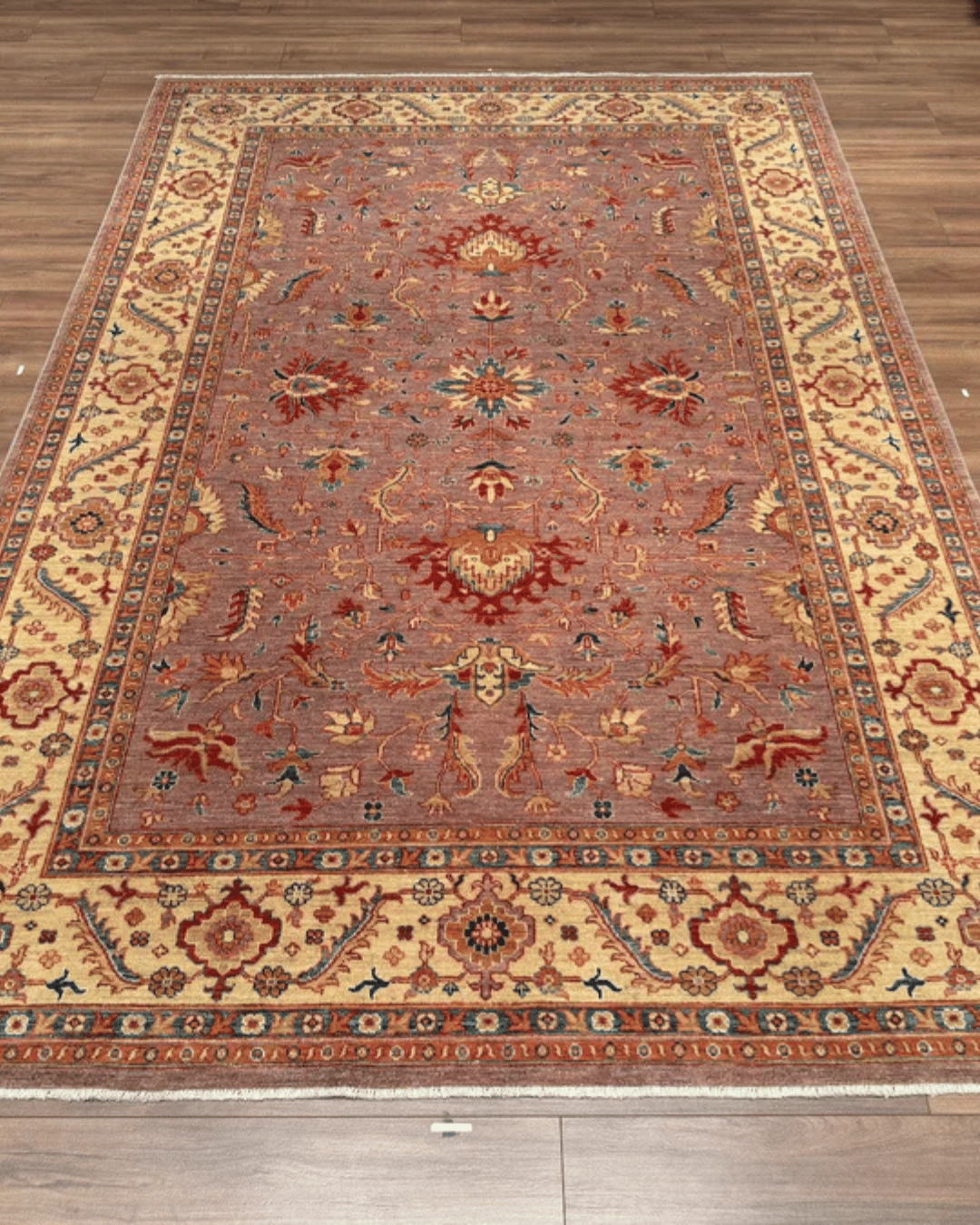 Ushak Hand-Knotted Wool Rug 7' x 10'