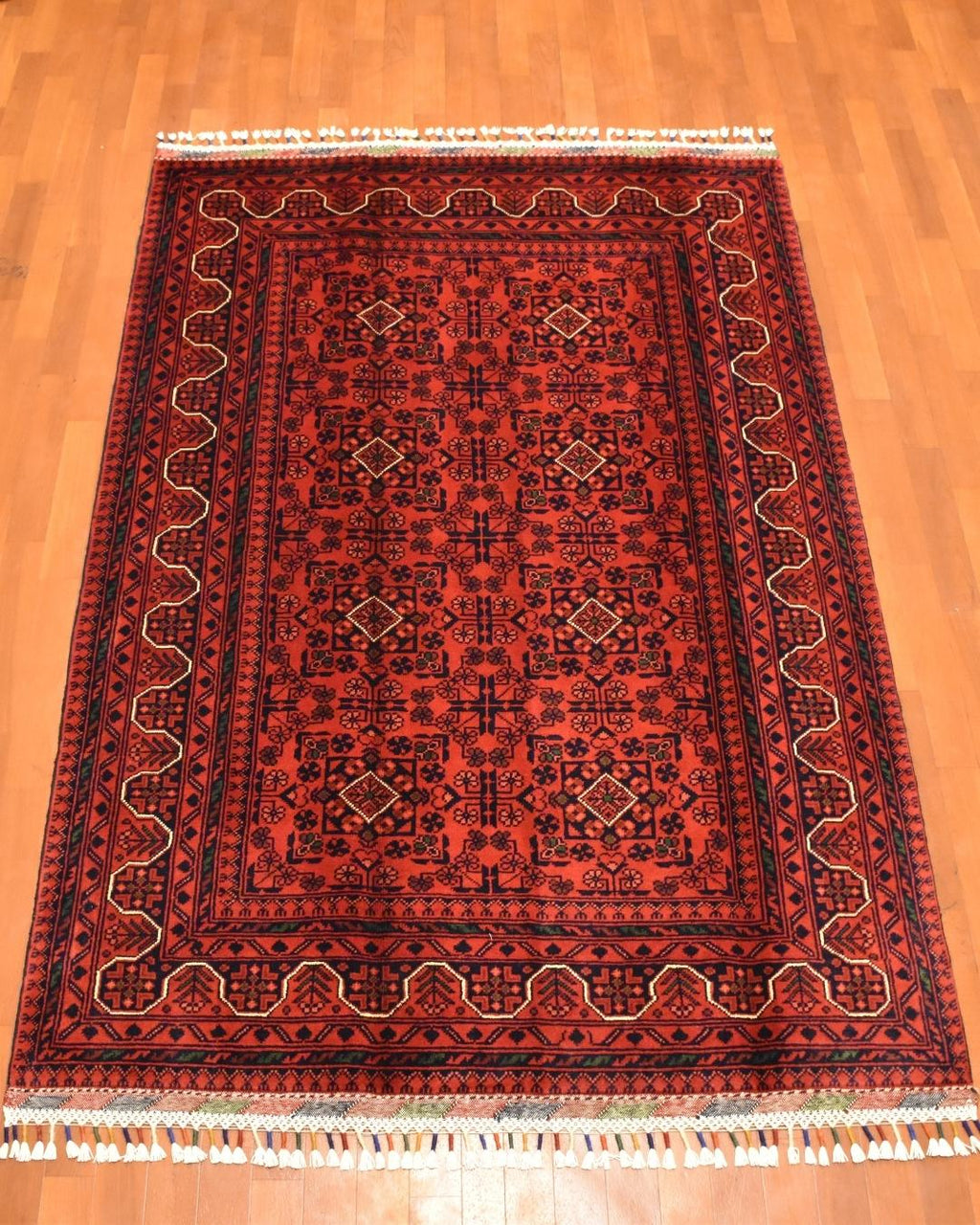 Afghan Hamyap Style Hand-Knotted Wool Rug 3' 9" x 5' 7"