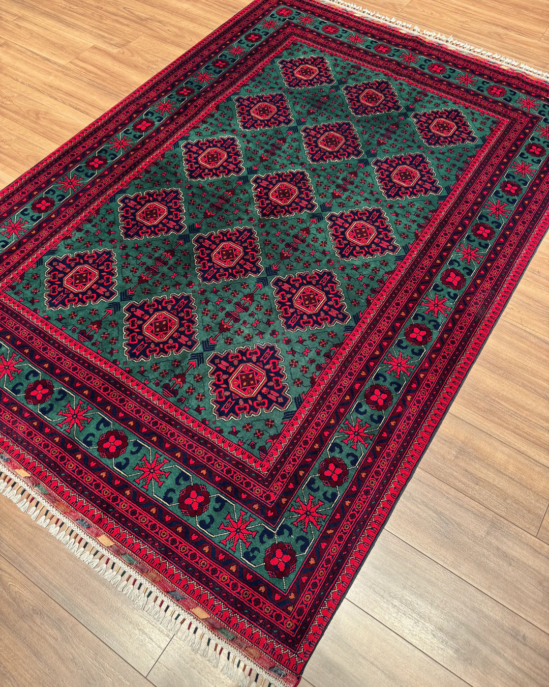 Tapis en laine style afghan 55 x 146 cm