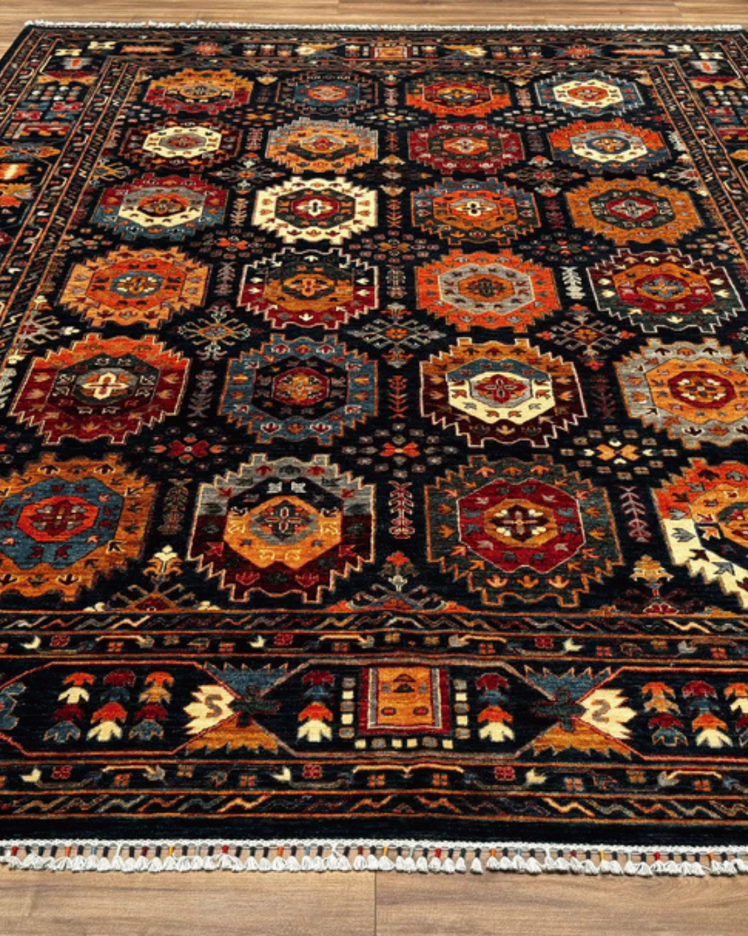 Veziri Hand-Knotted Wool Rug 9' 1" x 12'