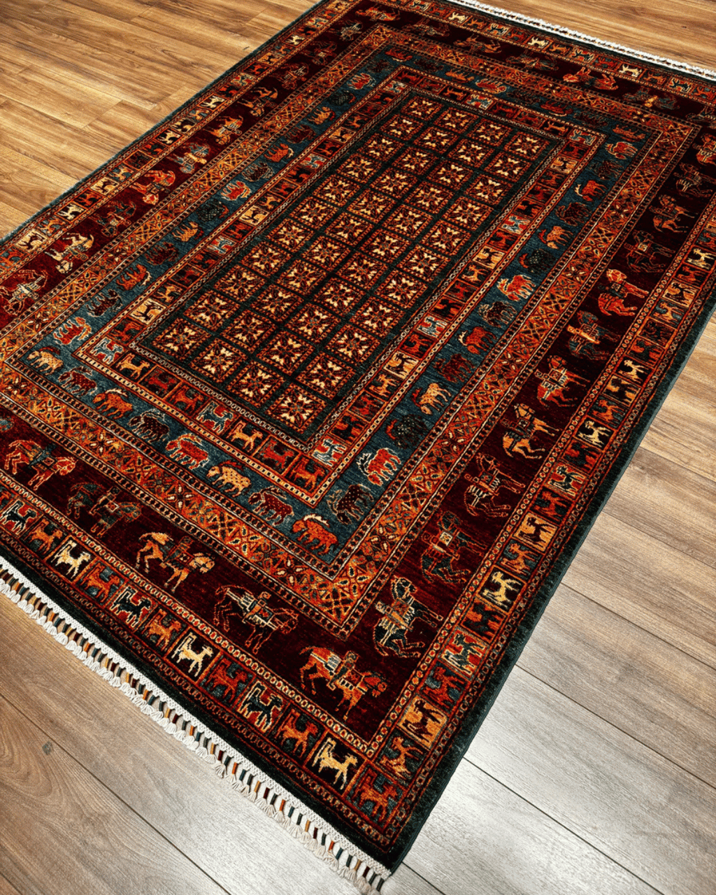 Pazyrk Hand-Knotted Wool Rug 5' 9" x 8'